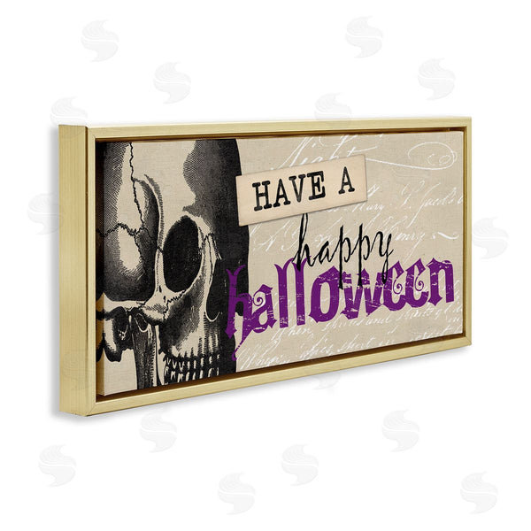 Stupell Industries Dogwood Portfolio | Vintage Happy Halloween Skull Wall Art