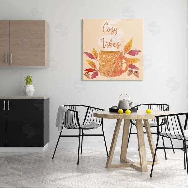 Stupell Industries Dominika Godette | Cozy Vibes Patterned Coffee Mug Autumn Leaves Wall Art