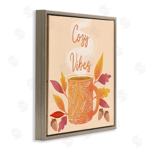 Stupell Industries Dominika Godette | Cozy Vibes Patterned Coffee Mug Autumn Leaves Wall Art