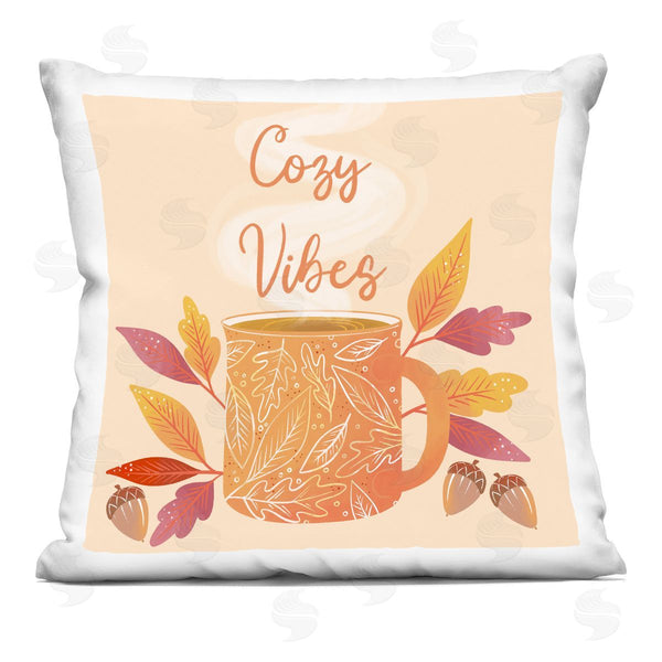 stupell industries Dominika Godette | Cozy Vibes Warm Autumn Coffee Botanicals Printed Throw Pillow