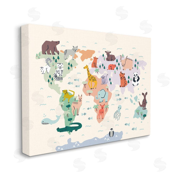 Stupell Industries Dominika Godette | Educational World Map Native Animals Wildlife Chart Wall Art