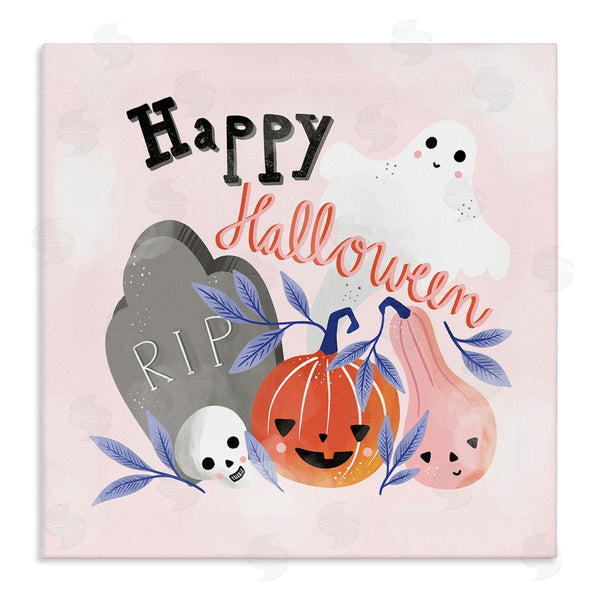 stupell industries Dominika Godette | Happy Halloween Typography Whimsical Haunted Faces Motifs Wall Art