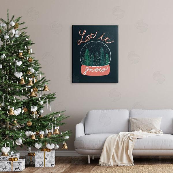 Stupell Industries Dominika Godette | Let It Snow Seasonal Winter Globe Candy Cane Text Wall Art