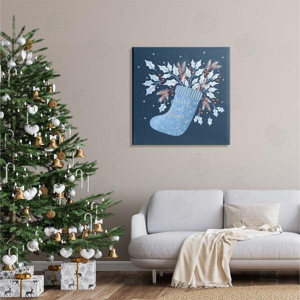 Stupell Industries Dominika Godette | Merry & Bright Seasonal Holly Berry Sprigs Stocking Wall Art