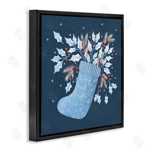 Stupell Industries Dominika Godette | Merry & Bright Seasonal Holly Berry Sprigs Stocking Wall Art
