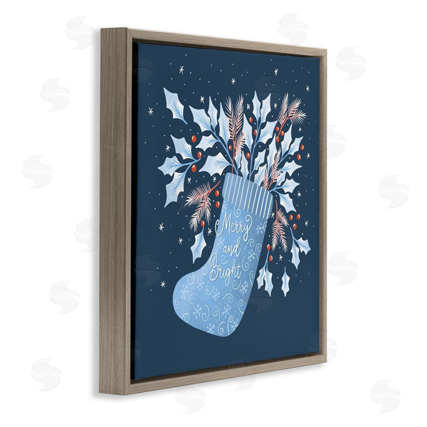 Stupell Industries Dominika Godette | Merry & Bright Seasonal Holly Berry Sprigs Stocking Wall Art
