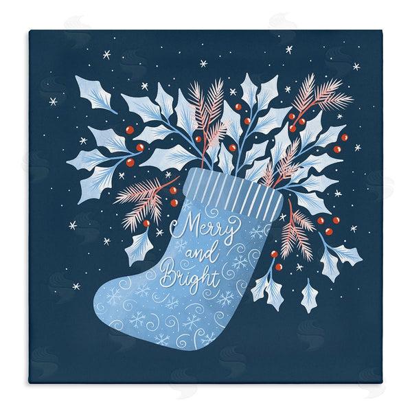 stupell industries Dominika Godette | Merry & Bright Seasonal Holly Berry Sprigs Stocking Wall Art