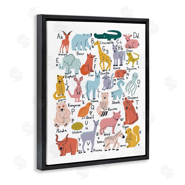 Stupell Industries Dominika Godette | Various Animal Alphabet Chart Educational Nature Wildlife Wall Art