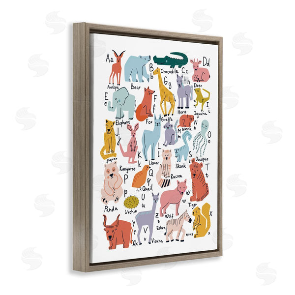 Stupell Industries Dominika Godette | Various Animal Alphabet Chart Educational Nature Wildlife Wall Art