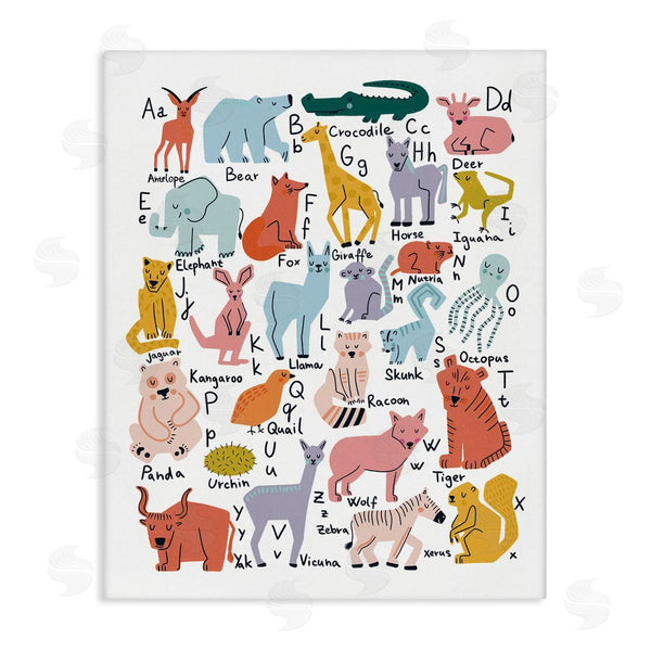 stupell industries Dominika Godette | Various Animal Alphabet Chart Educational Nature Wildlife Wall Art