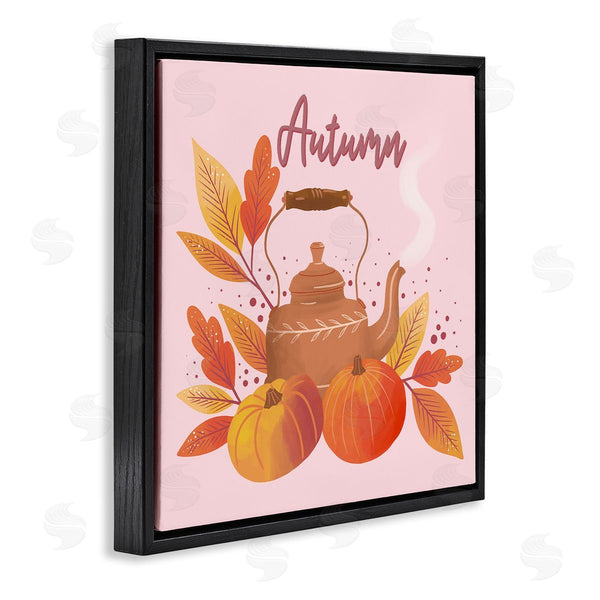 Stupell Industries Dominika Godette | Warm Autumn Teapot Seasonal Pumpkin Botanicals Wall Art