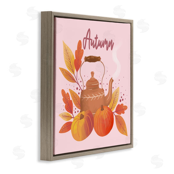 Stupell Industries Dominika Godette | Warm Autumn Teapot Seasonal Pumpkin Botanicals Wall Art