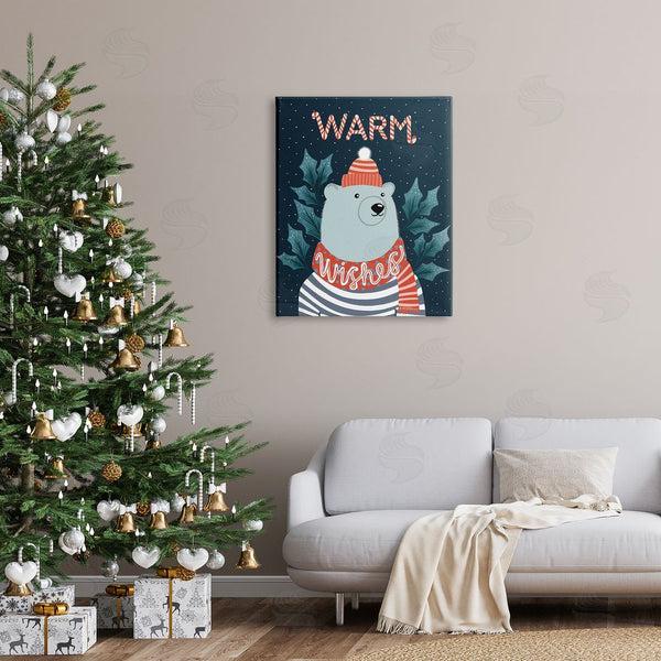 Stupell Industries Dominika Godette | Warm Wishes Cozy Polar Bear Seasonal Typography Wall Art