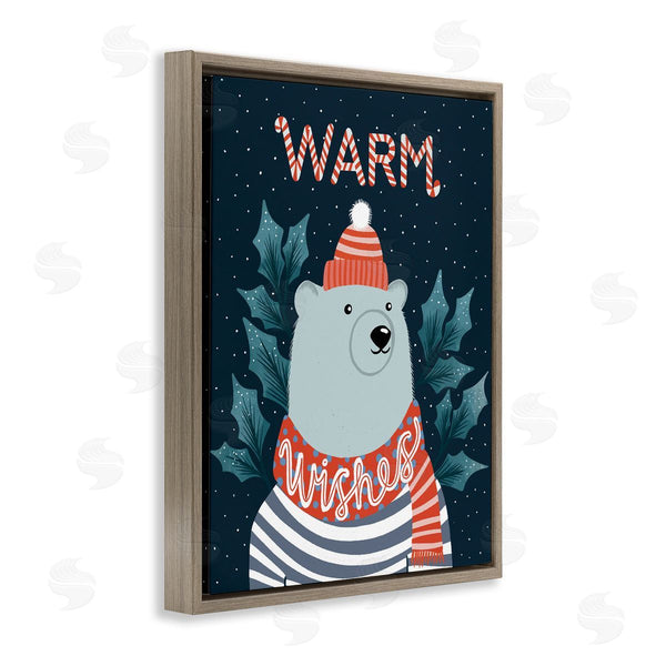 Stupell Industries Dominika Godette | Warm Wishes Cozy Polar Bear Seasonal Typography Wall Art