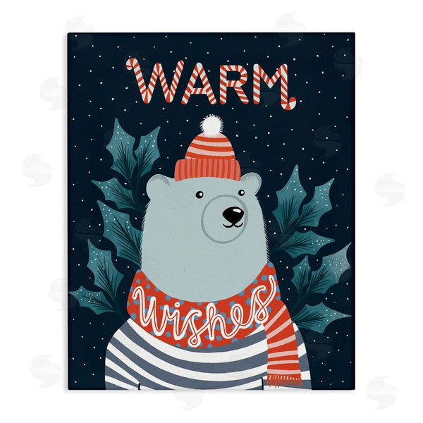 stupell industries Dominika Godette | Warm Wishes Cozy Polar Bear Seasonal Typography Wall Art