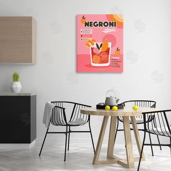 Stupell Industries Dominique Vari | Retro Negroni Cocktail Recipe Wall Art