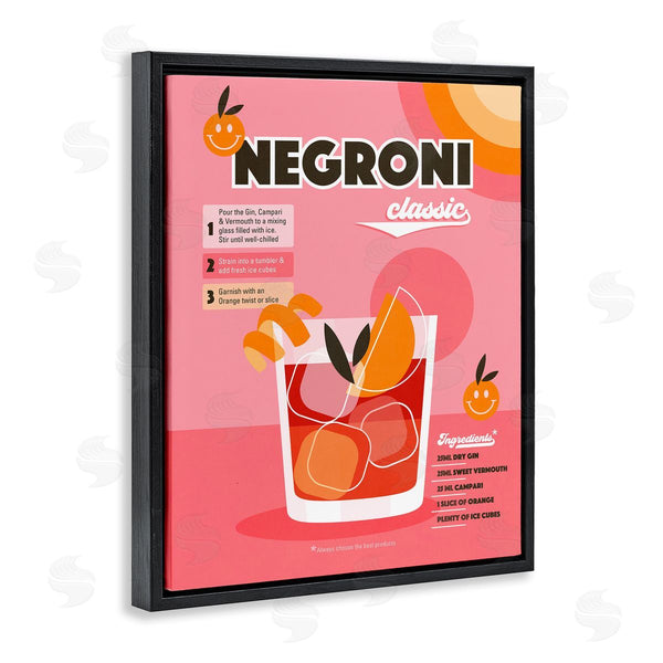 Stupell Industries Dominique Vari | Retro Negroni Cocktail Recipe Wall Art