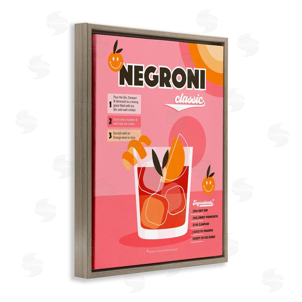 Stupell Industries Dominique Vari | Retro Negroni Cocktail Recipe Wall Art