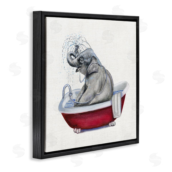 Stupell Industries Donna Brooks | Elephant In Red Bathtub Playful Safari Animal Wall Art