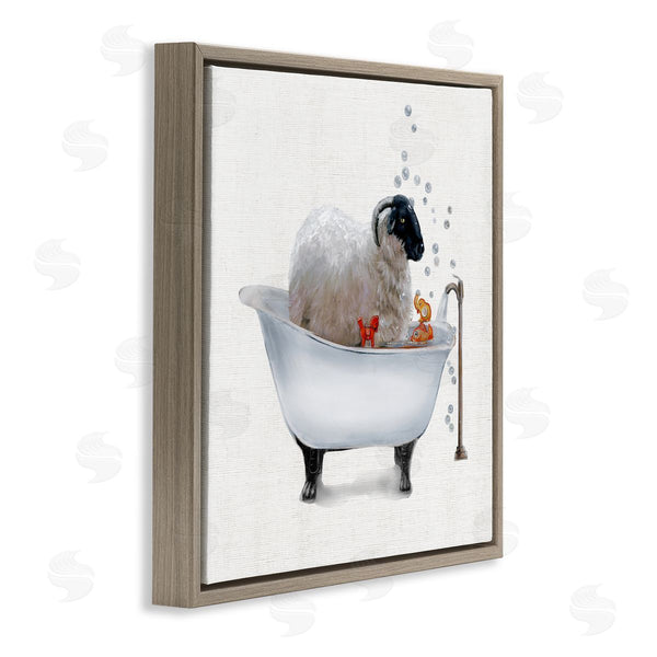 Stupell Industries Donna Brooks | Fluffy County Goat In Bathtub Soap Bubbles Wall Art