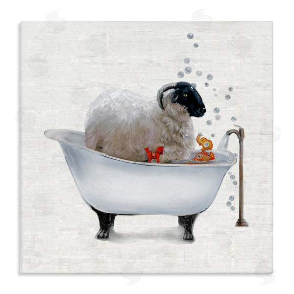 stupell industries Donna Brooks | Fluffy County Goat in Bathtub Soap Bubbles Wall Art