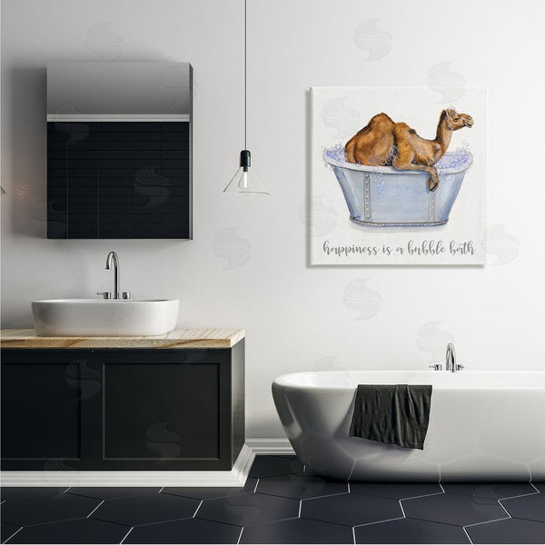 Stupell Industries Donna Brooks | Happiness Is A Bubble Bath Desert Camel Bathroom Wall Art