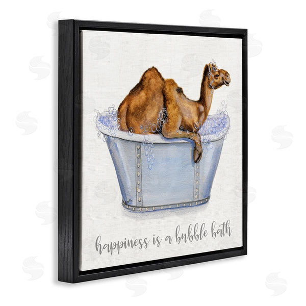 Stupell Industries Donna Brooks | Happiness Is A Bubble Bath Desert Camel Bathroom Wall Art