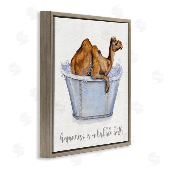 Stupell Industries Donna Brooks | Happiness Is A Bubble Bath Desert Camel Bathroom Wall Art