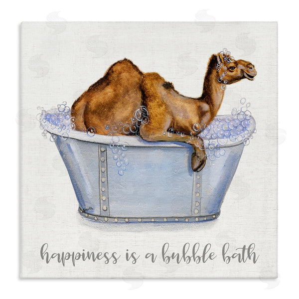 stupell industries Donna Brooks | Happiness Is a Bubble Bath Desert Camel Bathroom Wall Art