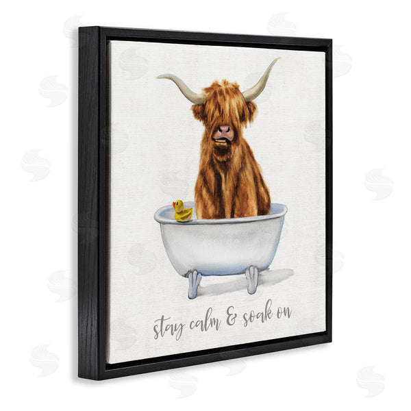 Stupell Industries Donna Brooks | Highland Cattle Bathtub Stay Calm Soak On Phrase Wall Art