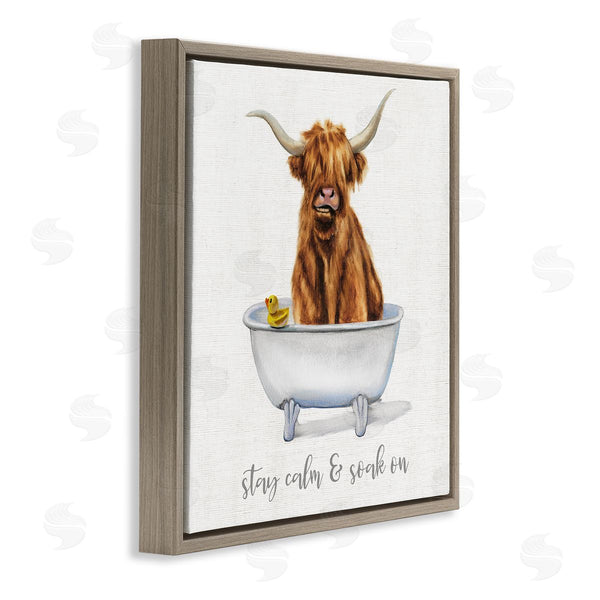 Stupell Industries Donna Brooks | Highland Cattle Bathtub Stay Calm Soak On Phrase Wall Art