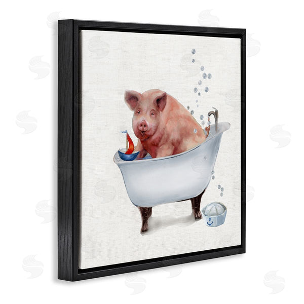Stupell Industries Donna Brooks | Large Farm Pig In Bathtub Sailors Hat Bubbles Wall Art