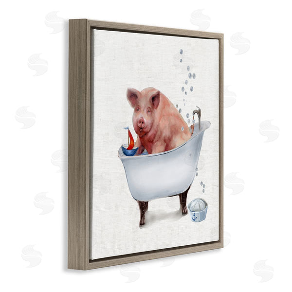 Stupell Industries Donna Brooks | Large Farm Pig In Bathtub Sailors Hat Bubbles Wall Art