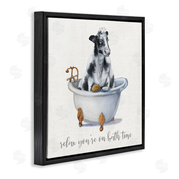 Stupell Industries Donna Brooks | Relax You're On Bath Time Dairy Cow Tub Wall Art