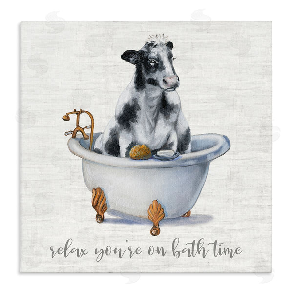 stupell industries Donna Brooks | Relax You're On Bath Time Dairy Cow Tub Wall Art