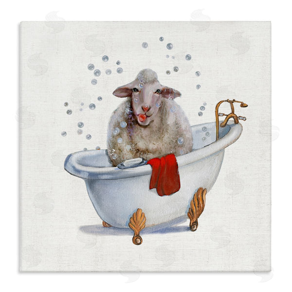 stupell industries Donna Brooks | Shaggy Sheep in Bubble Bath Playful Farm Animal Wall Art