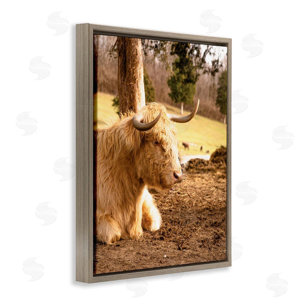 Stupell Industries Donnie Quillen | Relaxing Cattle Lying Beneath Tree Grazing Farmland Meadow Wall Art