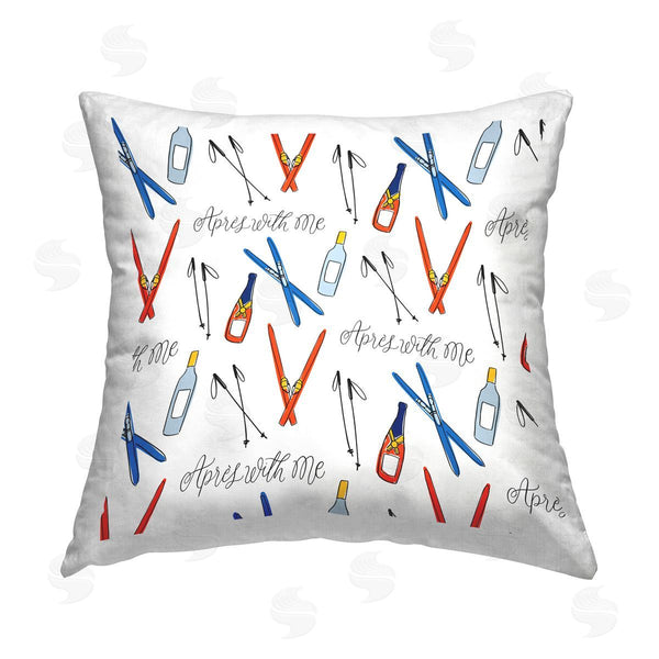 stupell industries Doodles.Ink. | Apres With Me Skis Printed Throw Pillow