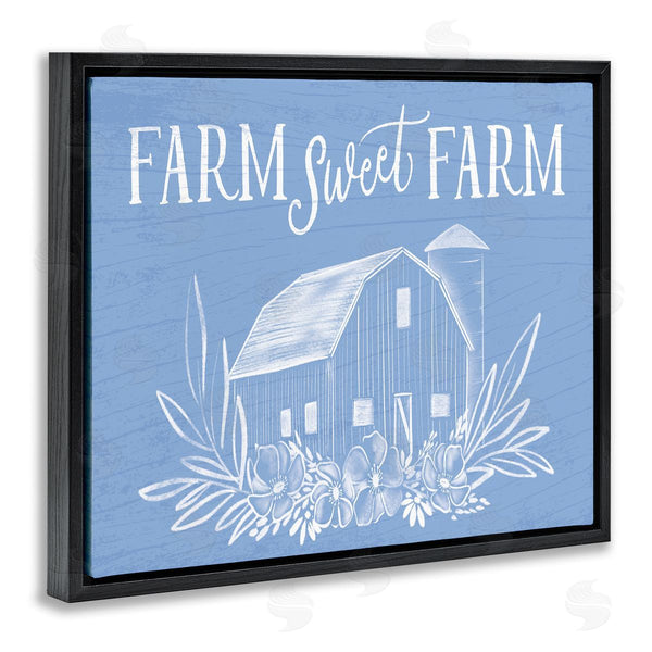 Stupell Industries Doodles.Ink. | Sweet Farm Blue Floral Barn Stencil Welcome Sign Wall Art