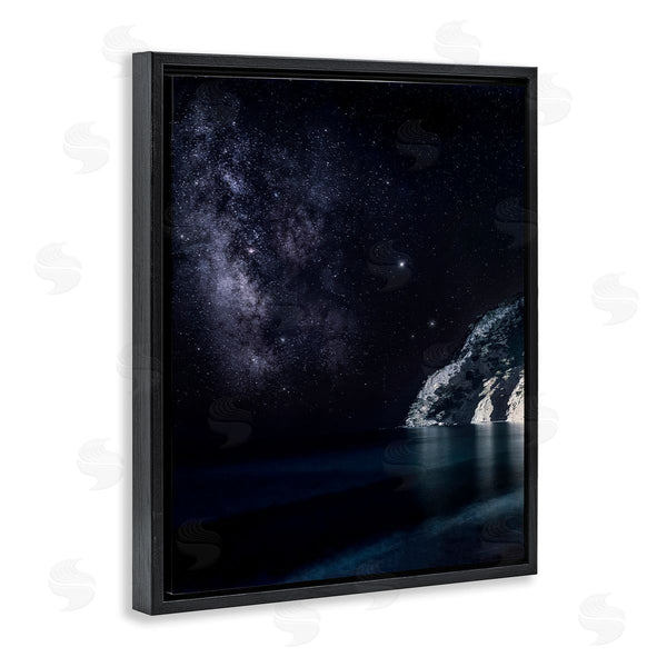 Stupell Industries Dora Artemiadi | Midnight Beach Coast Landscape Night Sky Galaxy Constellation Wall Art