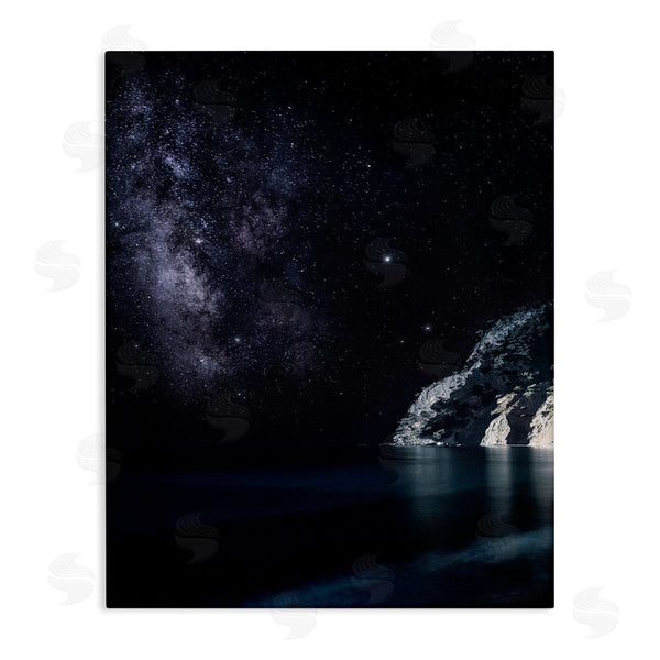 stupell industries Dora Artemiadi | Midnight Beach Coast Landscape Night Sky Galaxy Constellation Wall Art