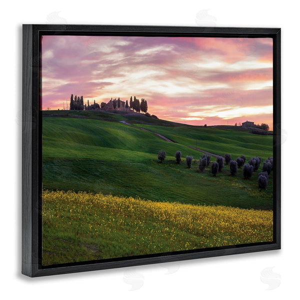 Stupell Industries Dora Artemiadi | Sunrise Over Countryside Hills Yellow Floral Field Wall Art