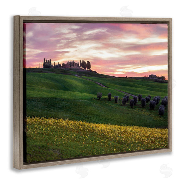 Stupell Industries Dora Artemiadi | Sunrise Over Countryside Hills Yellow Floral Field Wall Art