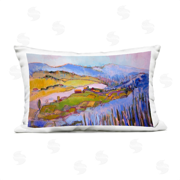 Stupell Industries Dorothy Fagan | Abstract Town Between Mountains Printed Throw Pillow