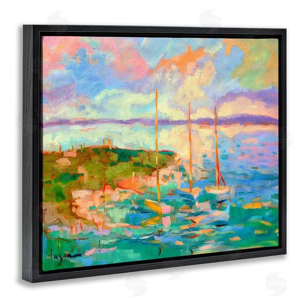 Stupell Industries Dorothy Fagan | Vivid Abstract Coast With Boats