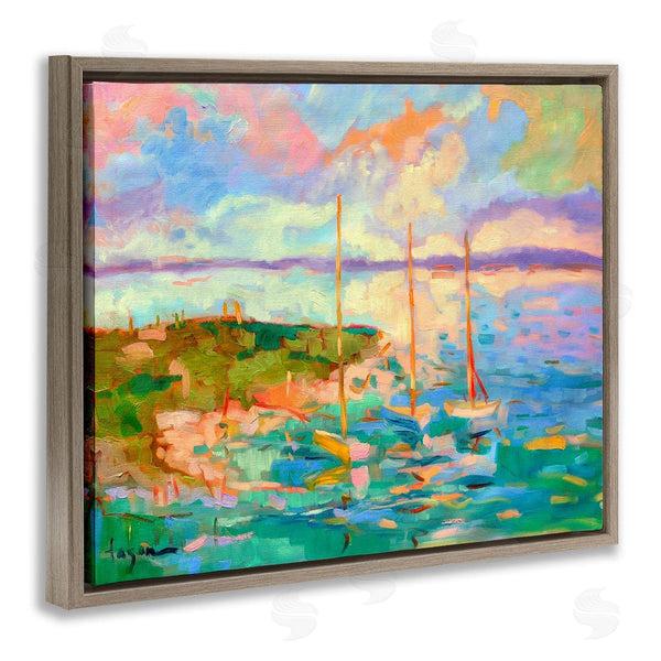Stupell Industries Dorothy Fagan | Vivid Abstract Coast With Boats