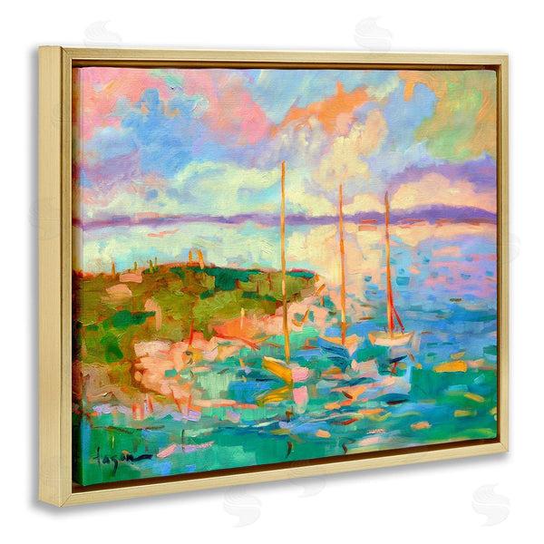 Stupell Industries Dorothy Fagan | Vivid Abstract Coast With Boats