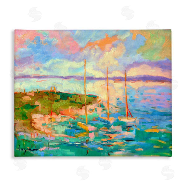 stupell industries Dorothy Fagan | Vivid Abstract Coast with Boats