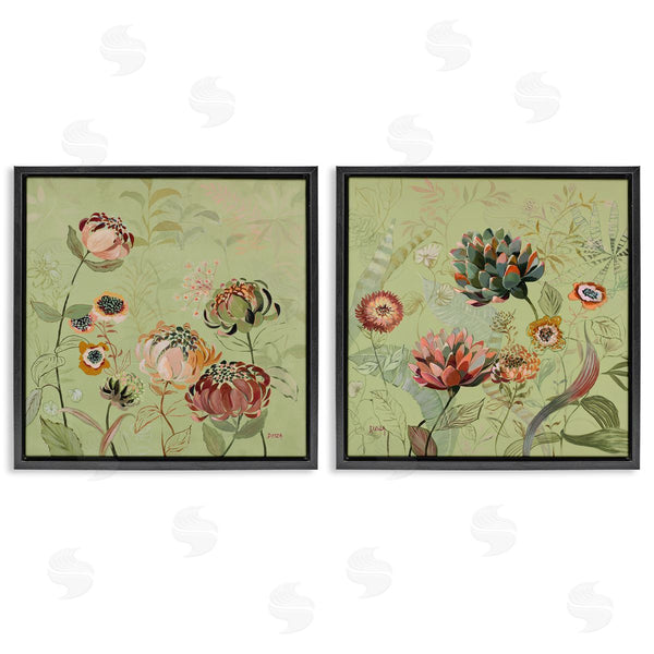 Stupell Industries Dusza | Chrysanthemums On Olive Green