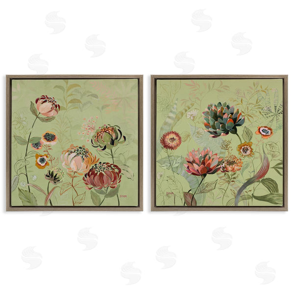 Stupell Industries Dusza | Chrysanthemums On Olive Green